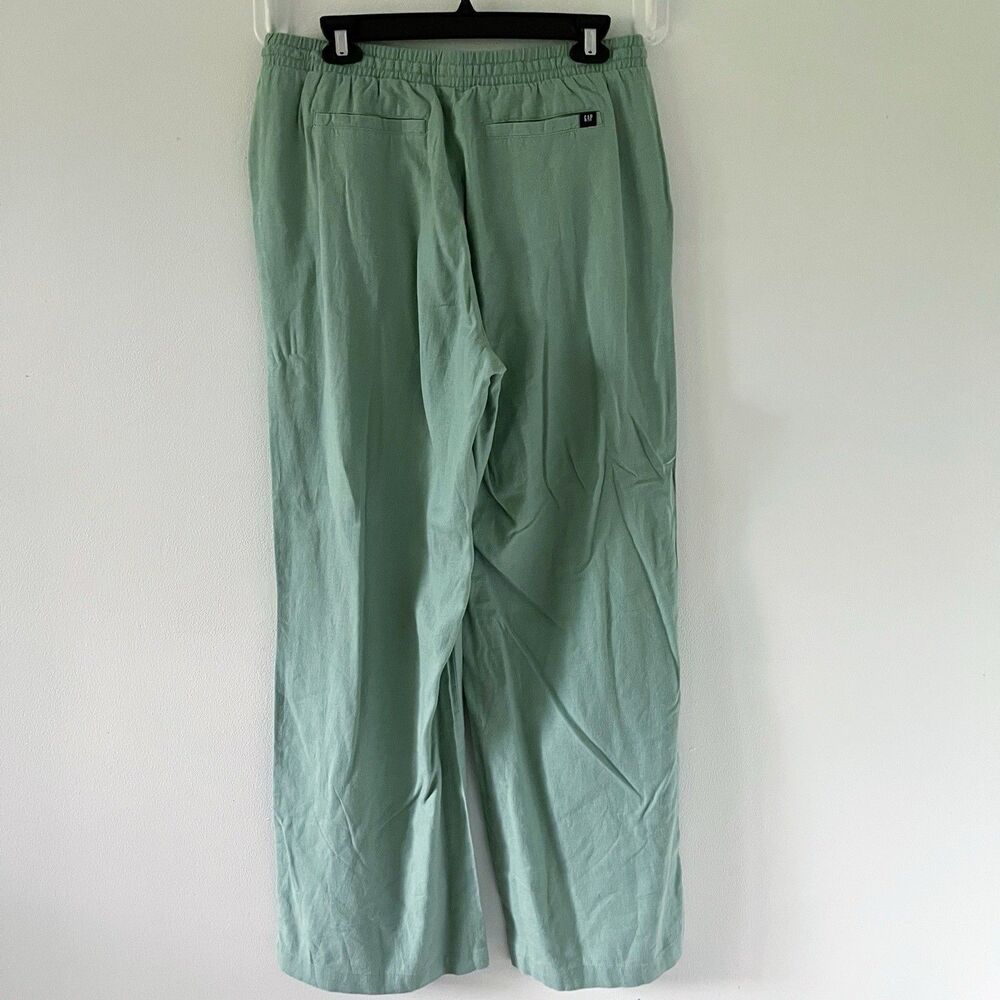 Women's Gap Linen Rayon Wide Leg Green Pants Elastic Waist Drawstring M Medium - Picture 10 of 16
